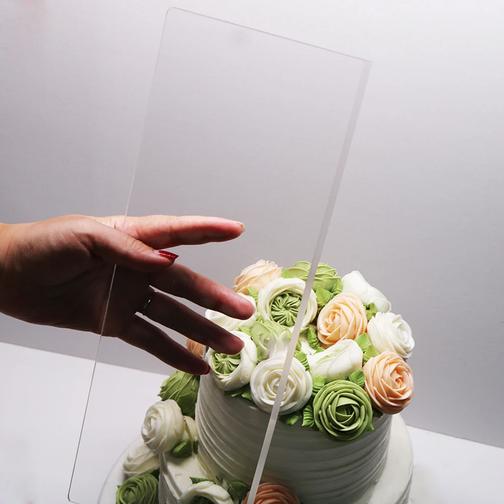 Transparent Acrylic Cream Scraper Icing Frosting Buttercream Large Cake Smoother Scraper For Kitchen Baking Tools