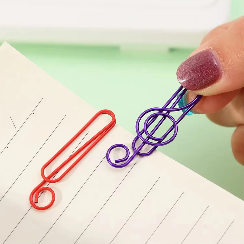 12/30/36pcs/box 다채로운 음악 노트 모양의 종이 클립 사무실 북마크 문구 종이 클립을위한 장식적인 다채로운 장식