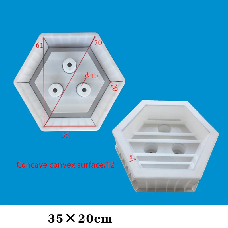 Three Hole Hexagonal Highway Slope Protection Cement Mold Hexagonal Brick Plastic Mold Box Grass Planting
