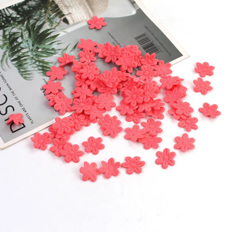 2cm cloth five-petal flower embossing DIY children's hair accessories hairpin jewelry small flower cloth accessories 100pcs/pack