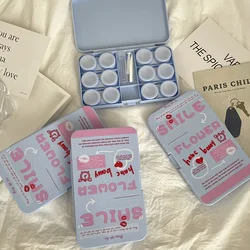 Compact Pink Contact Lens Storage and Organizer Kit - Leakproof, Portable, and Transparent - Set of 6 Boxes (Blue 1 Box)