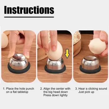 Egg Hole Puncher Stainless Steel Egg Piercer Peeler Egg Hole Punch Shell Remover With Pin Kitchen Gadgets For Duck Eggs & 2