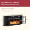36 Inch 3-Sided Glass Fireplace TV Stand for TVs up to 80", Rustic Media Entertainment Center Console TSet of TV Stand 3