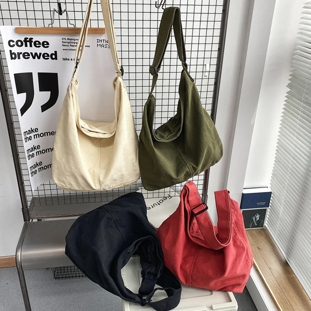 Fashion Women's Shoulder Bag Large Canvas Crossbody Bags Cotton Cloth  School Bag Handbags Perfect For Back-To-School Wholesale