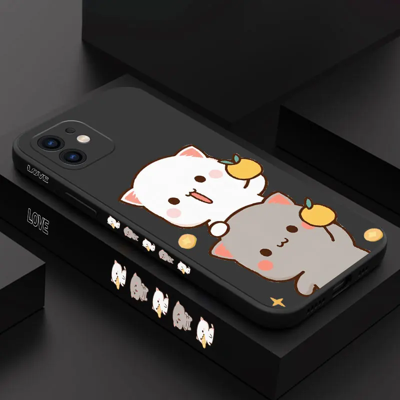 Peach Cat Goma Phone Case For iPhone 15 14 13 12 11 Pro Max Mini X XR XSMAX SE20 8 7 Plus 6 6SPlus Silicone Cover