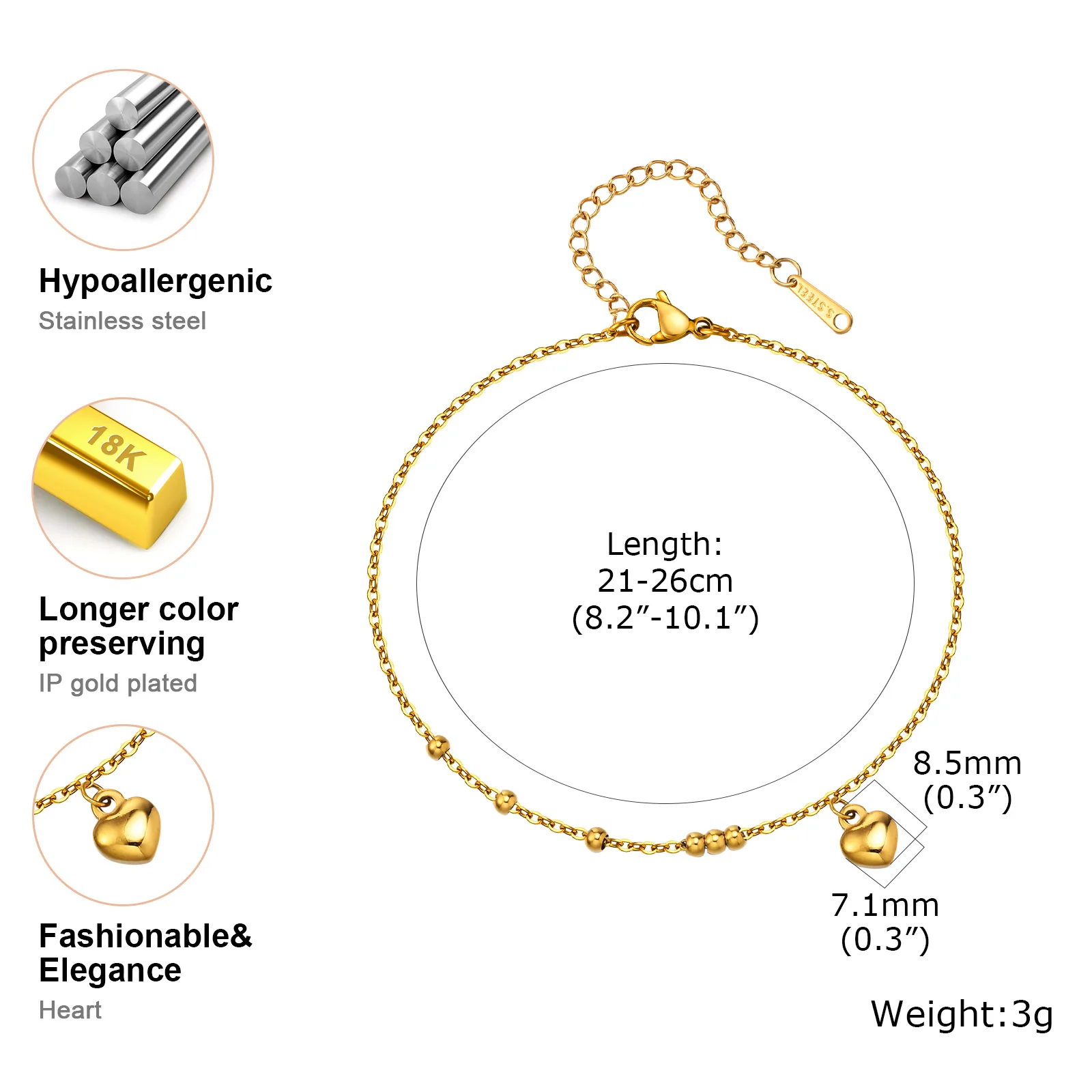 Deegbbyi Fußkettchen Für Frauen - Bohème Style Mit Herz-Anhänger Verstellbar