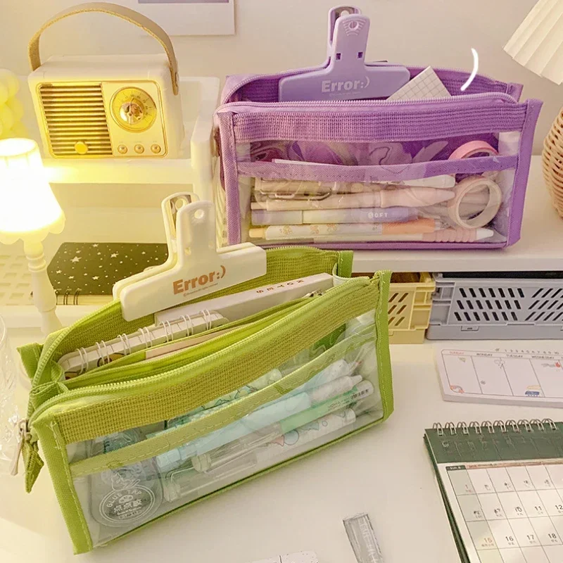 Six-Layer Transparent Storage Bag – Large-Capacity Minimalist Japanese-Style Pencil Case and Makeup Organizer with High Aesthetic Appeal Bags & Storage Items Beach bags