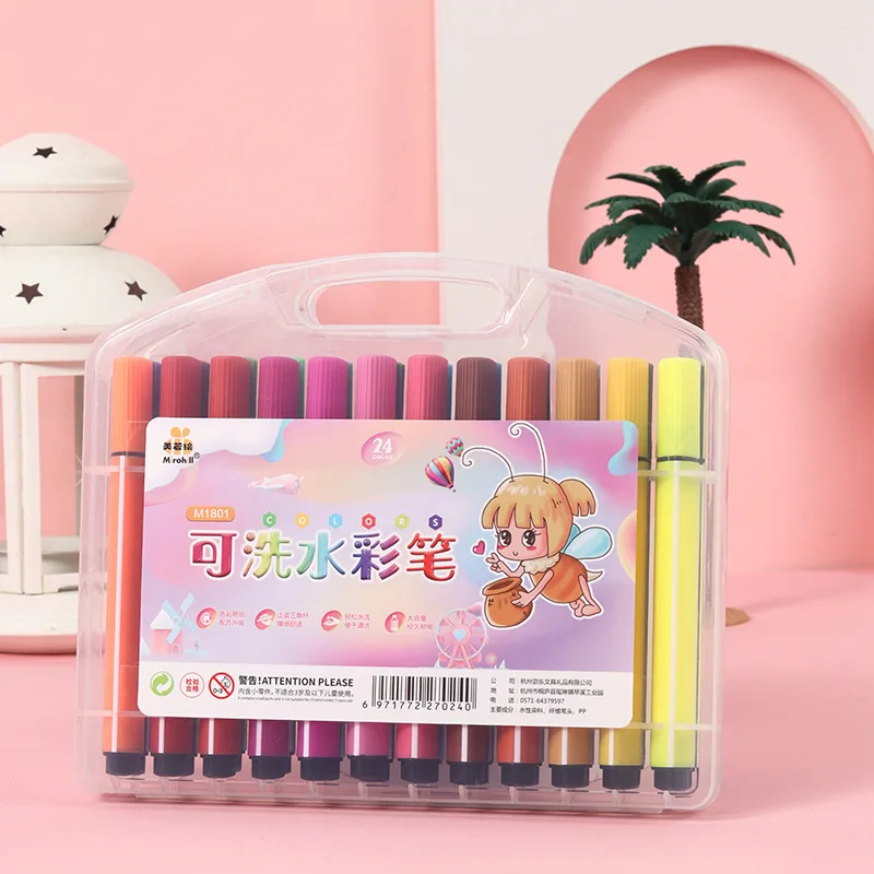 12/24/36/48 Colors Washable Hard Tip Watercolor Pencils for Kids Set of Triangular Rod Student Box Painting Markers/brushes