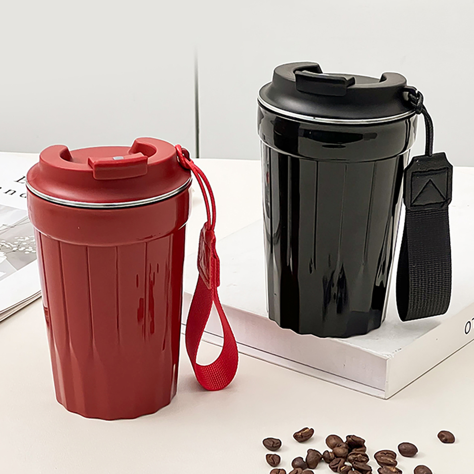 WORTHBUY Portable Plastic Coffee Cup With Rope Cold And Heat Resistant Drinking Cup Leak Proof Water Cup Reusable Coffee Mug