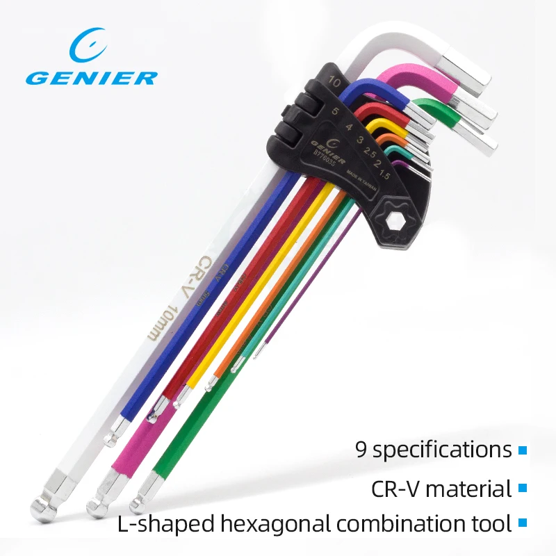 

9 шт цветные Инструменты для ремонта велосипеда шестигранный ключ плоская шаровая Головка шестигранный ключ L Гаечный ключ набор 1,5-10 мм ручные инструменты Аксессуары для велосипеда