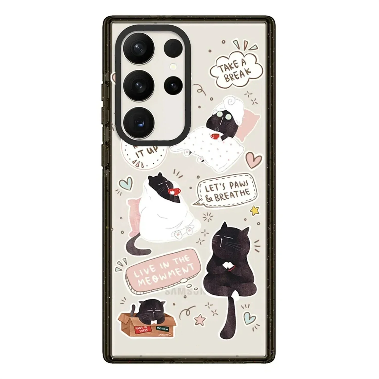 

Black Cat Acrylic Black Border Case for Samsung Galaxy S 22 S23 S24 Ultra S 22+ S23+ S24 Plus Cover Protective Case