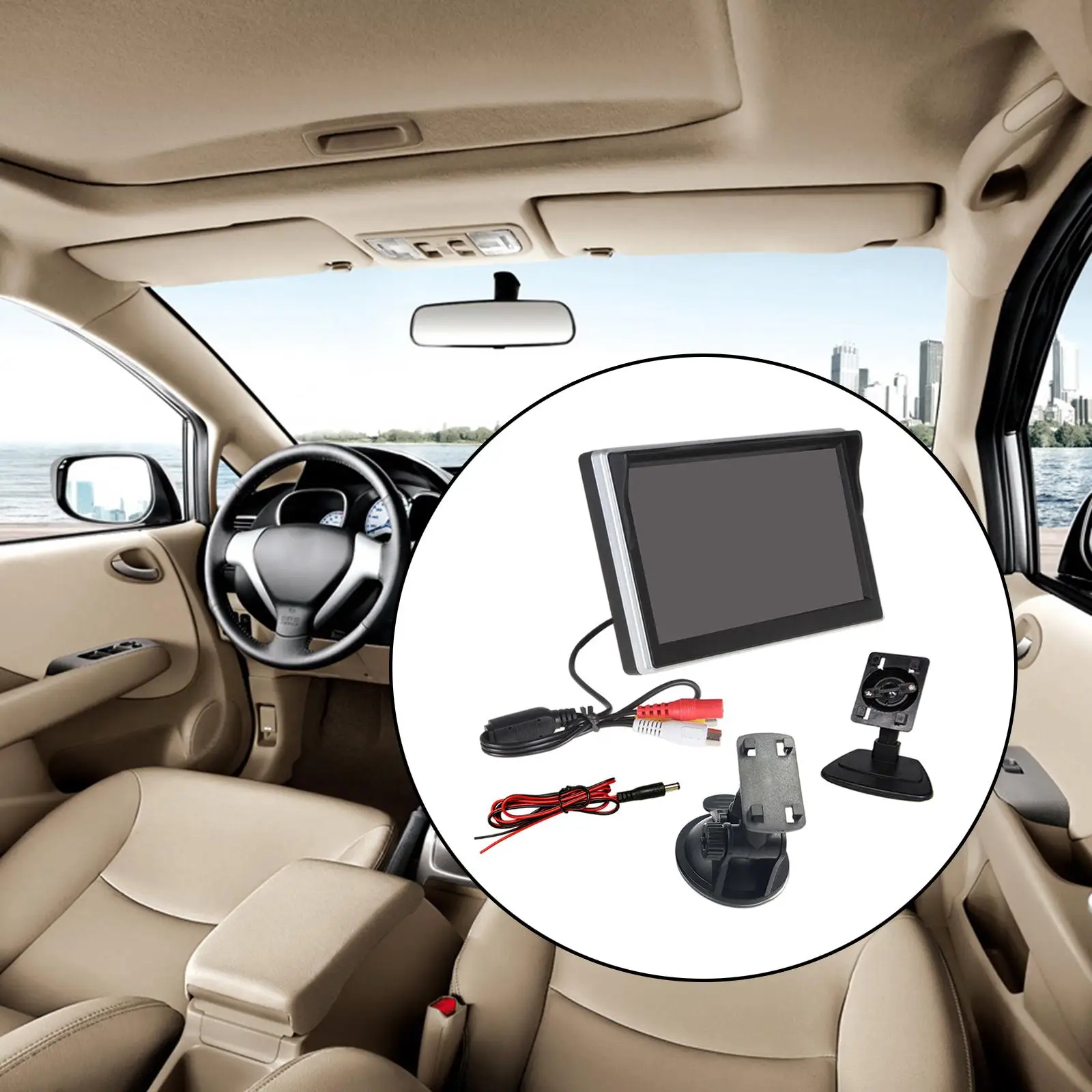 

5" Car LCD Monitor Screen 12V/24V In-Car Small Video Input Truck Color 800x480