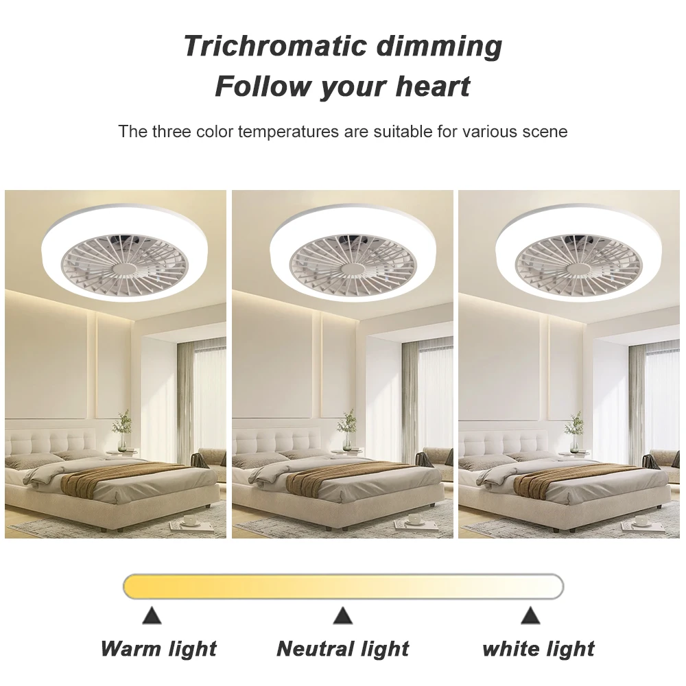 Sofucor Modern 18-Inch Ceiling Fan LED Lamp DC 6 Speed Ceiling Fan Light Remote Control