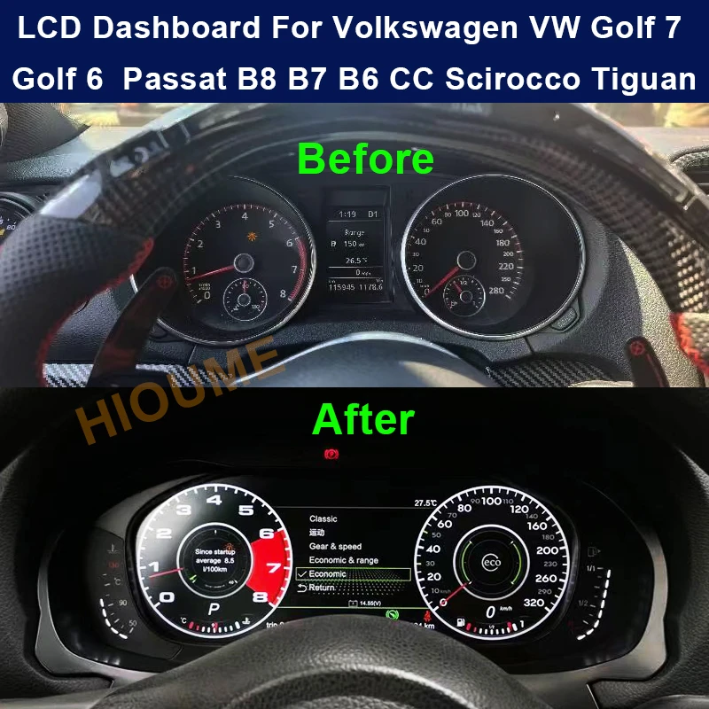 Digital Dashboard Panel Virtual Instrument Cluster CockPit LCD Speedometer For VW Golf Golf MK7