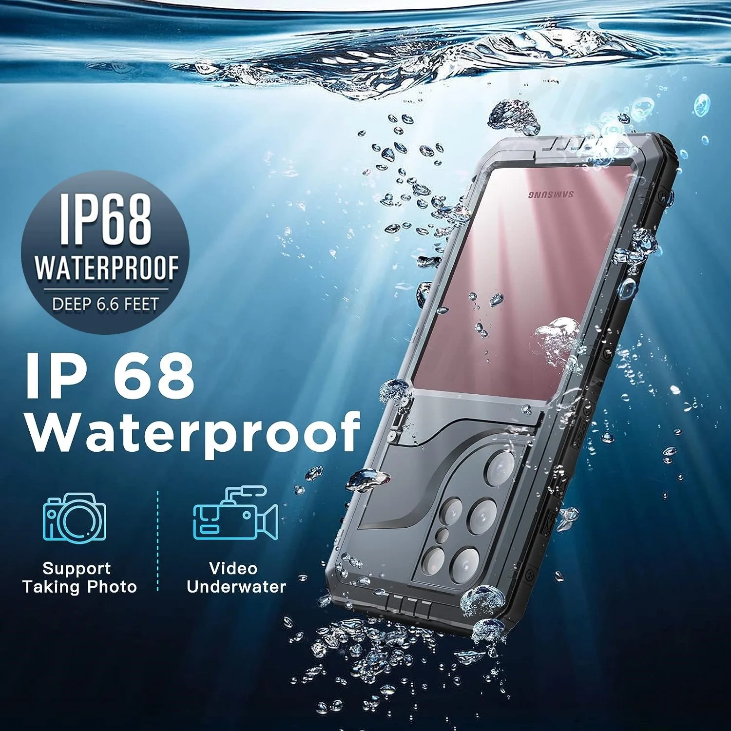 Rugged Metal Waterproof Case with Heavy Duty Kickstand and Screen Protector