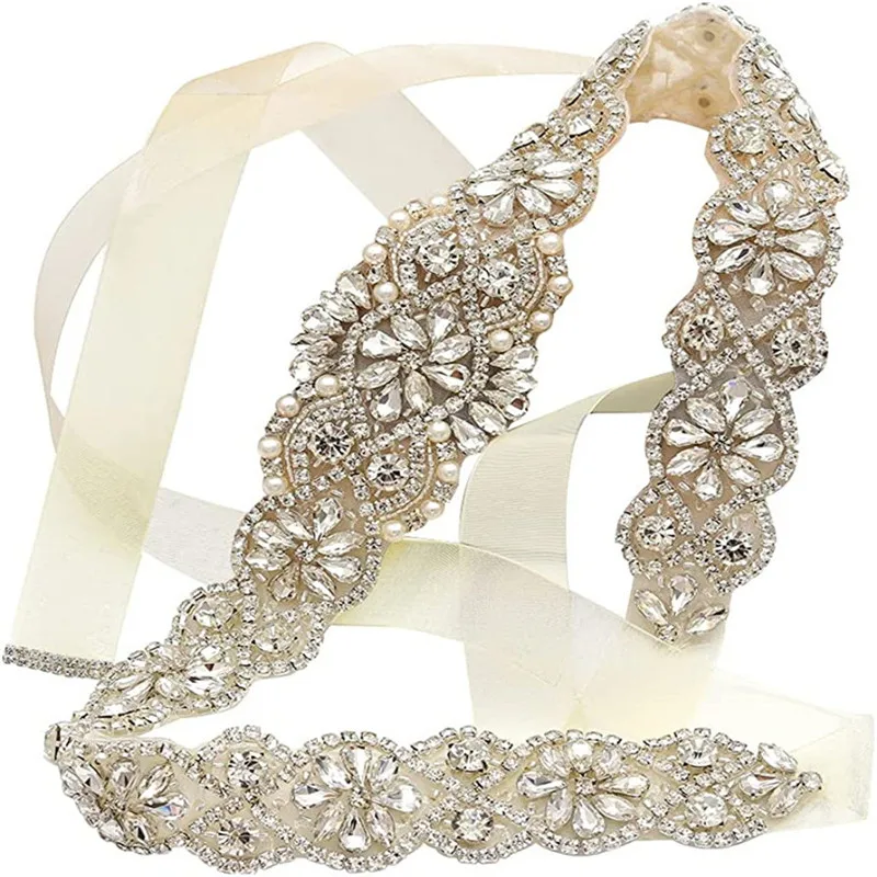 Strass Braut gürtel Luxus Kristall Hochzeits kleid Gürtel Silber schwarz Hochzeits schärpe für Party kleid Accessoires Band Schärpen – Detail 8