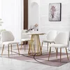 Cream Velvet Upholstered Dining Chairs Set of 2, Modern Accent Dining Room Chairs Tufted Armless Side Chair 2