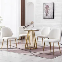 Cream Velvet Upholstered Dining Chairs Set of 2, Modern Accent Dining Room Chairs Tufted Armless Side Chair 2