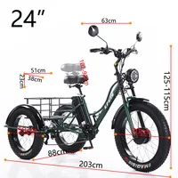 Tricycle électrique pour adultes, batterie amovible, portée de 65km, 750w, 48W, Transmission à 7 vitesses, 24 pouces, vélo électrique pour la neige et la graisse 4