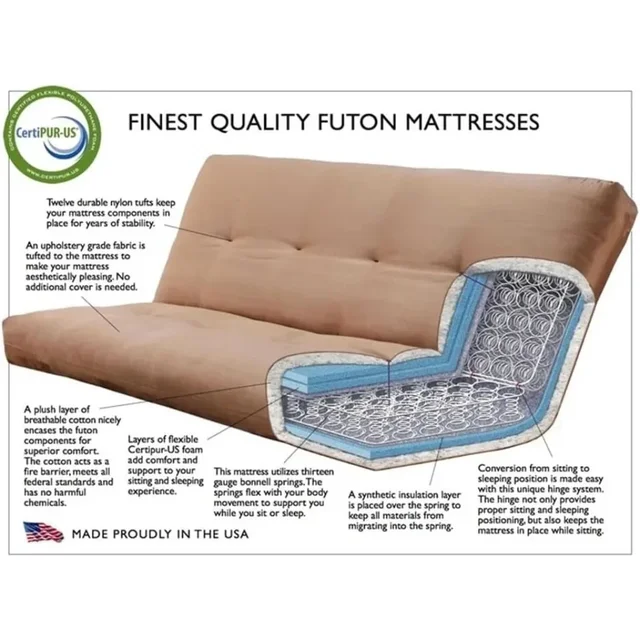 8" Full Size Futon Mattress Replacement – Linen Cocoa 5