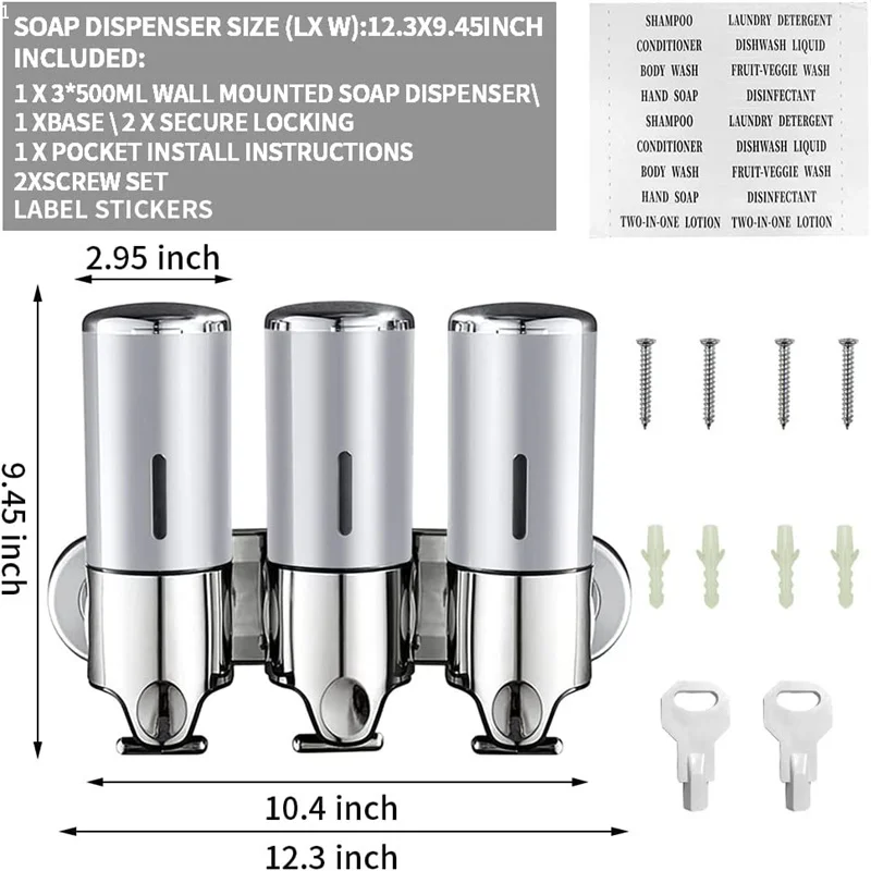Manual Soap Dispenser Single 500ml Wall Mounted Shampoo Container Soap and Dispenser Bathroom Accessories Shampoo Dispenser 6