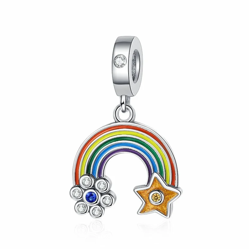 New Arrivals Color Rainbow Dangle Charms Beads Fit Original European 925 Sterling Silver Bracelet DIY Women Fashion Jewelry Gift 5