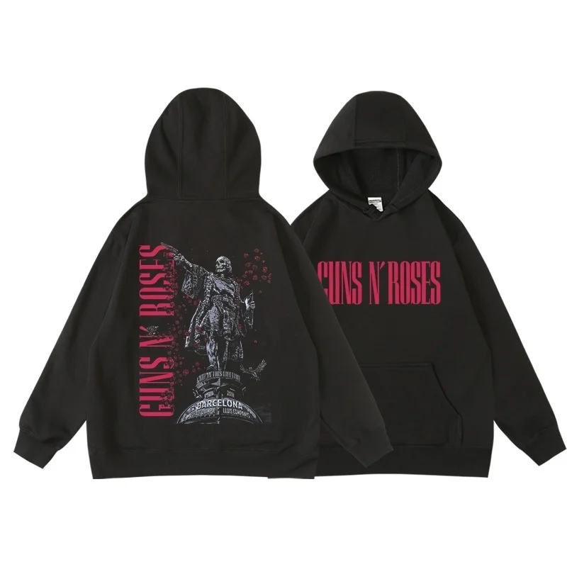 Guns N' Roses We'Re Back Retro Street Style Hoodie For Women O-Neck Pocket Pullover Fleece Hoody Breathable Pullover Woman Hoody 3
