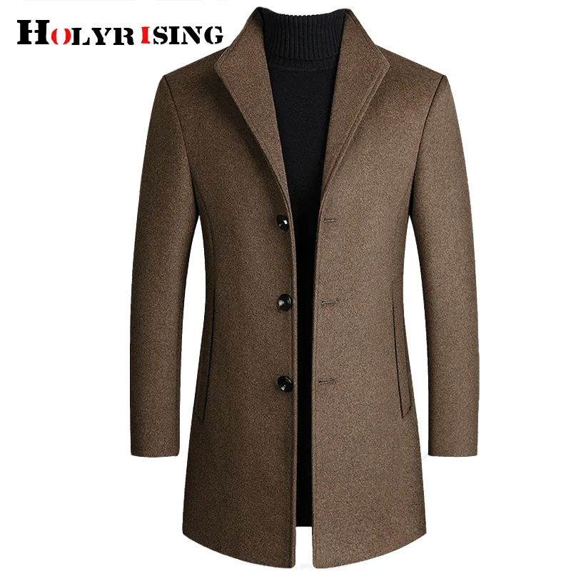 Holyrising Men wool coat Winter Wool Jacket Men's High-quality Thick men trench 5 color woolen 19009