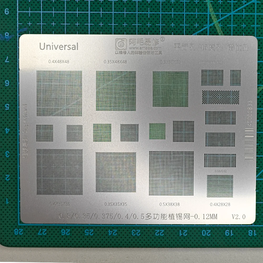 Universal Multi-Purpose Solder Stencil 0.3/0.35/0.375/0.4/0.5,45° Hole for Mobil