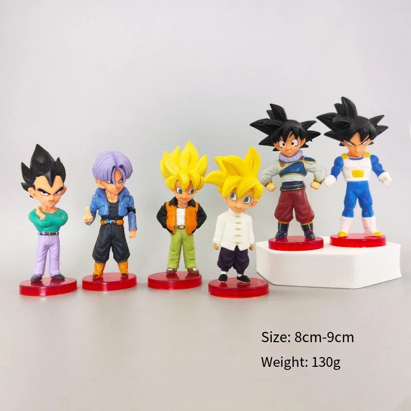 6Pcs/Set 9,5cm Dragon Ball Z Anime Figura Filho Goku Vegeta