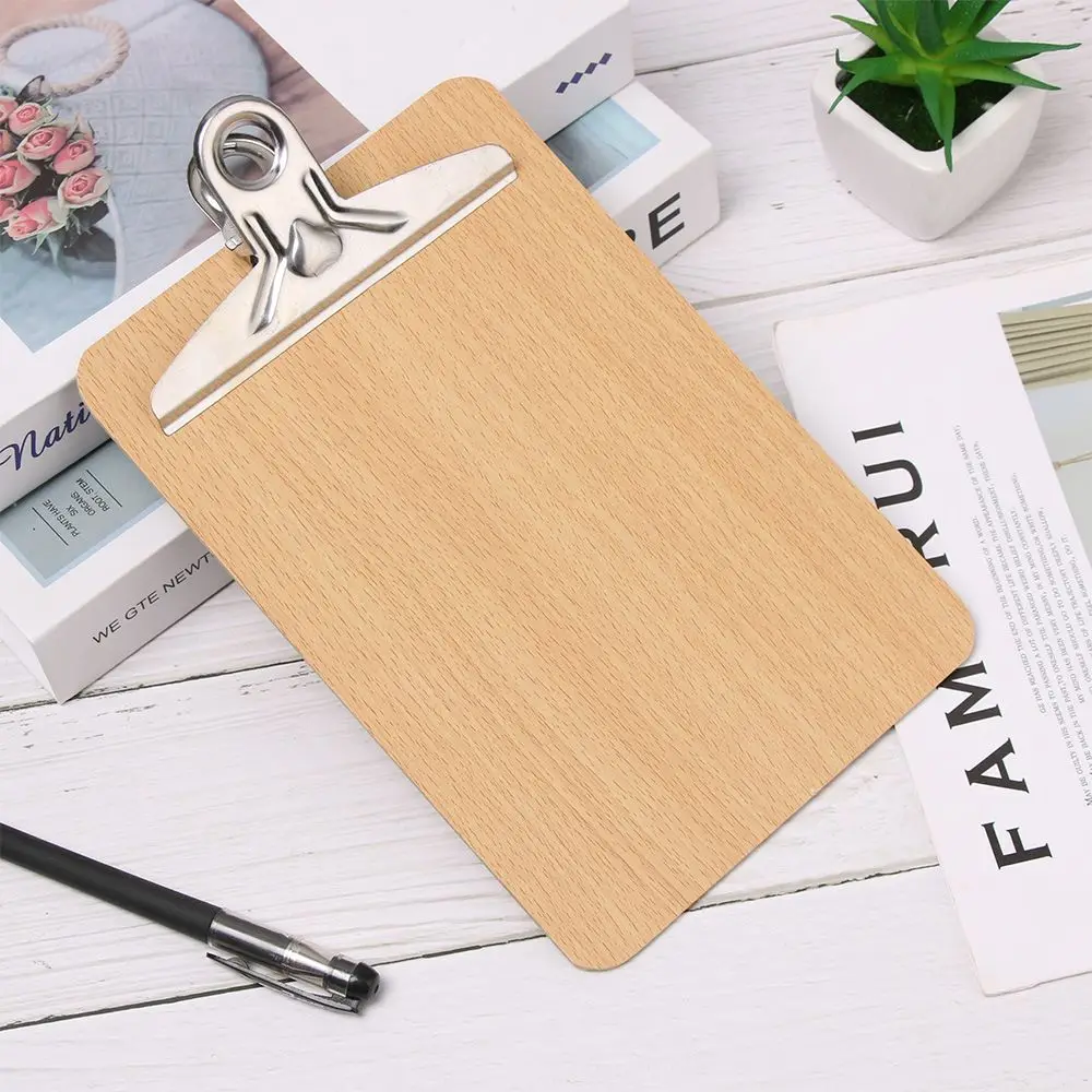 1Pc A4 A5 Wooden Clipboard Wood Clips Writing Sheet Pad Note Board Storage Folders Clips Office Restaurant Hotel Supplies