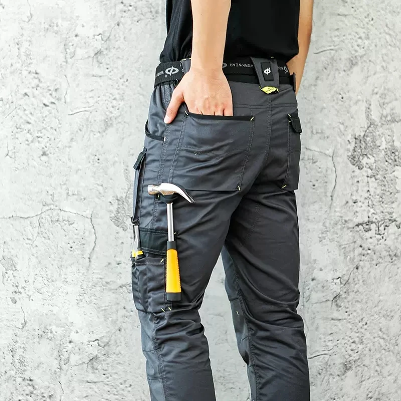 Men Working Pants Multi Functional Pockets Wear-resistance Workwear  Trousers High Quality Work Mechanic Repair Mens Cargo Pants