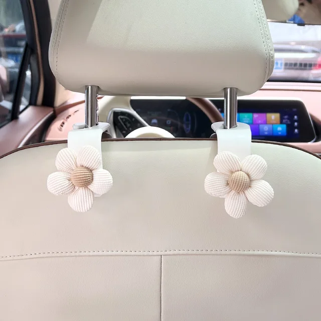 2PCS Cute Bow Headrest Hooks For Car - Universal Purse & Bag Hanger For SUV, Sedan, Truck (Pink)