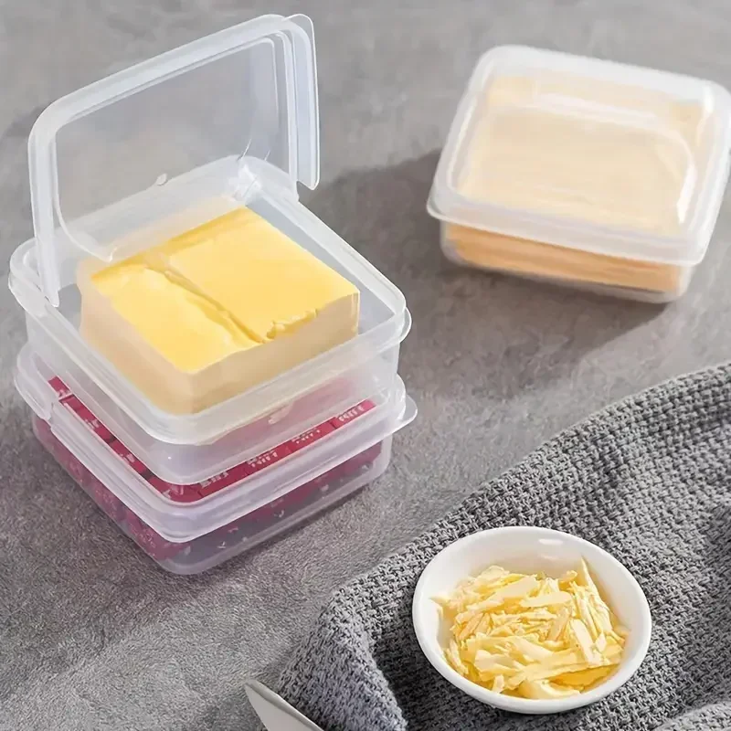 2pcs-Butter Cheese Storage Box Transparent Cheese Box Refrigerator Kitchen Fruit Vegetable Fresh-keeping Organizer Storage Box