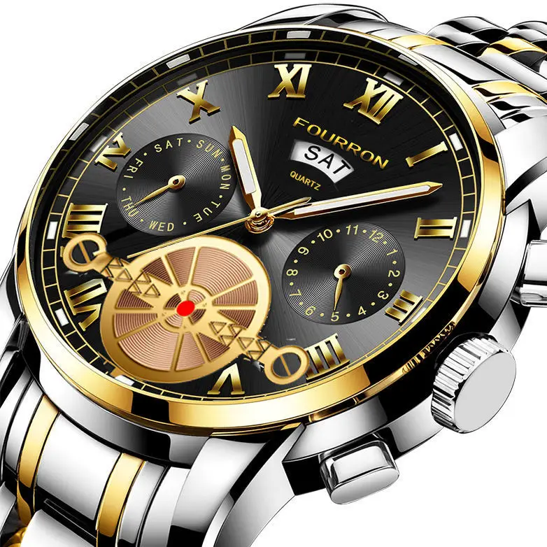 Luxury Men's Business Quartz Watches Stainless Steel Round Dial Casual Wristwatch Man Watches Modern Classic Horloges