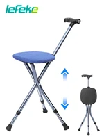 Lefeke Folding Canes with Seat Walking Stick Height Adjustment Cane Seat Foldable Anti-Slip Lightweight Walking Stick for Senior 1