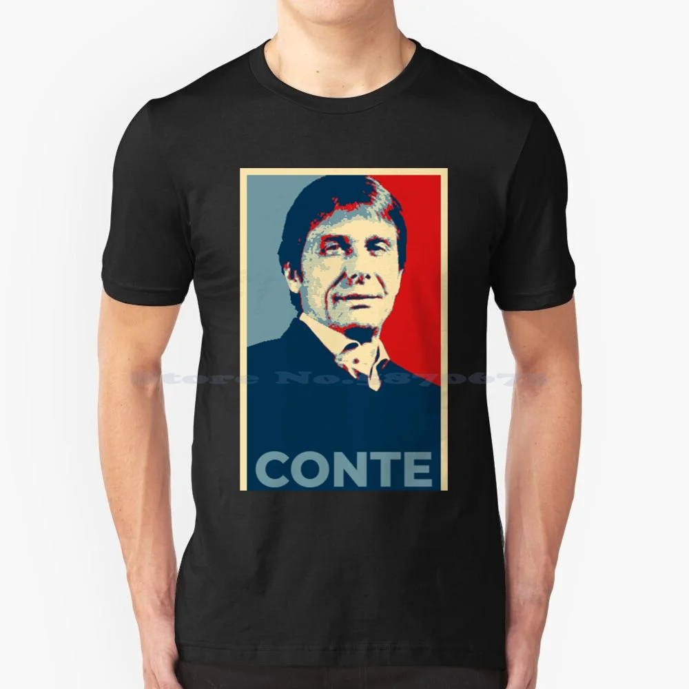 Conte-Hope T Shirt 100% Cotone Tee Antonio Conte Spers Inter Football Soccer Epl Coys Pop Art Pastore Fairey Hope Obama