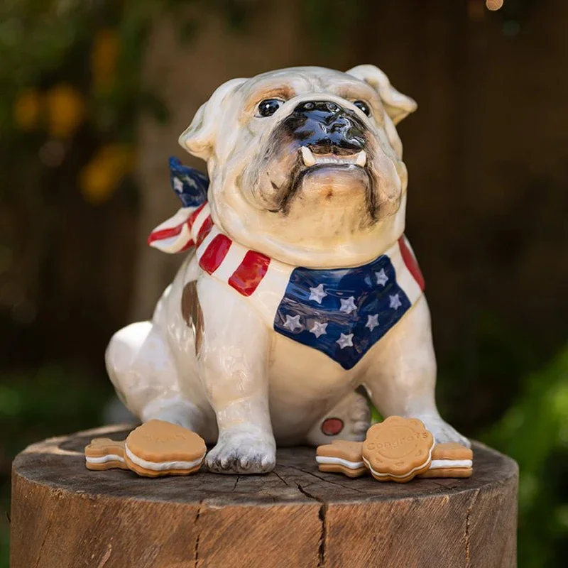 

Ceramic Dog Statue for Home Decor, Bulldog Ornament, Porcelain Figurines, Crafts for Room, Christmas Gifts, Office Study