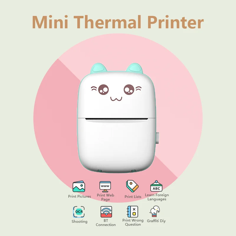 Mini Impresora de etiquetas Portátil, máquina de impresión térmica autoadhesiva sin tinta, inalámbrica, compatible con IOS y Android