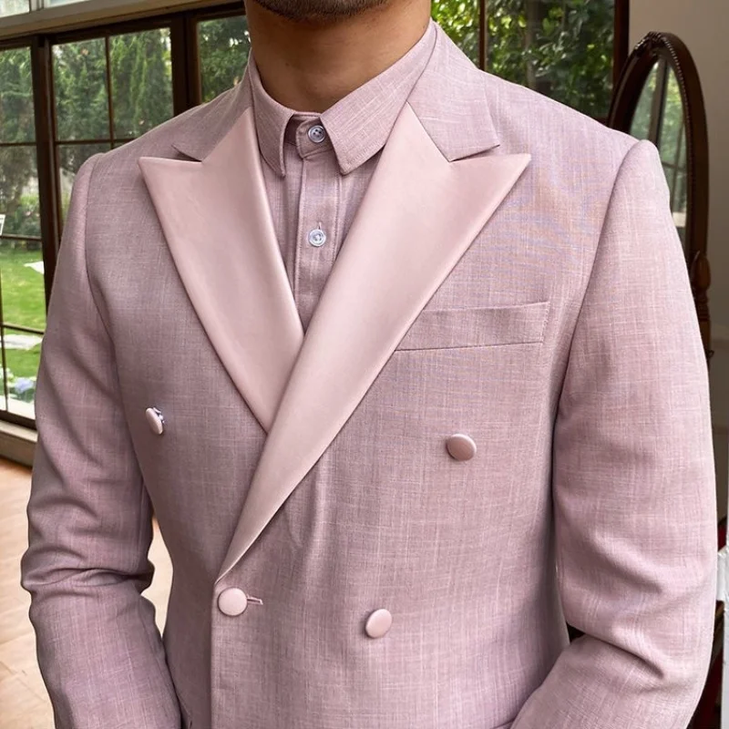 Description Picture 2 of item2046 Men's striped suit three-piece Korean version slim-fit business custom dress