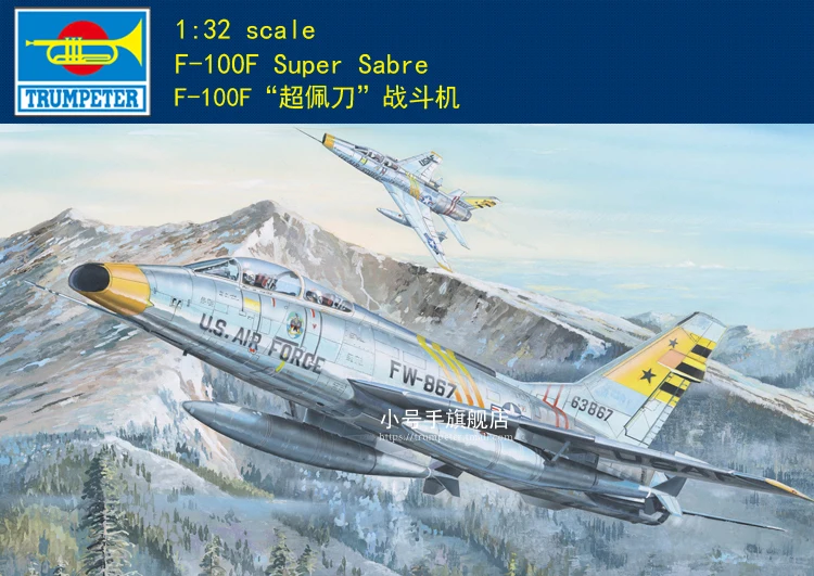 Trumpeter 02246 1:32: F-100F Kit Modello In Plastica Super Sabre Nuovo