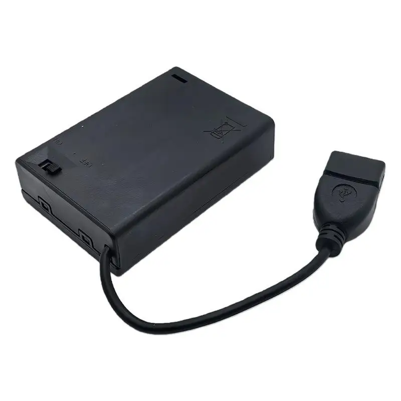 새로운 1/4개 USB 미니 전원 공급 장치 배터리 박스(커버 및 스위치 포함) 2/3/4/5/6슬롯 4.5V LED 스트립 조명용 AA USB 배터리 박스