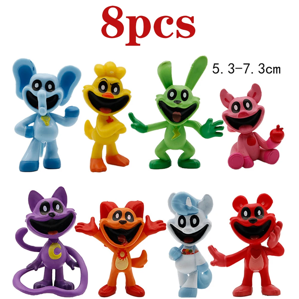 8pcs Smiling Critters Action Figure Cute Cat Nap Dog Day Catnap Dogday Figurine Set Funny Kickinchicken Model Toy For Kids Gifts