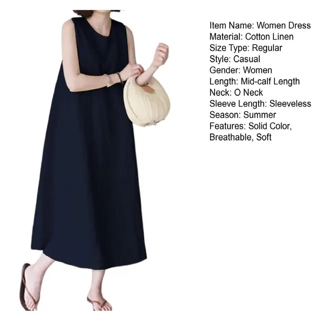 Muji Linen Sleeveless Dress Muji Linen Dress Womens Medium Midi