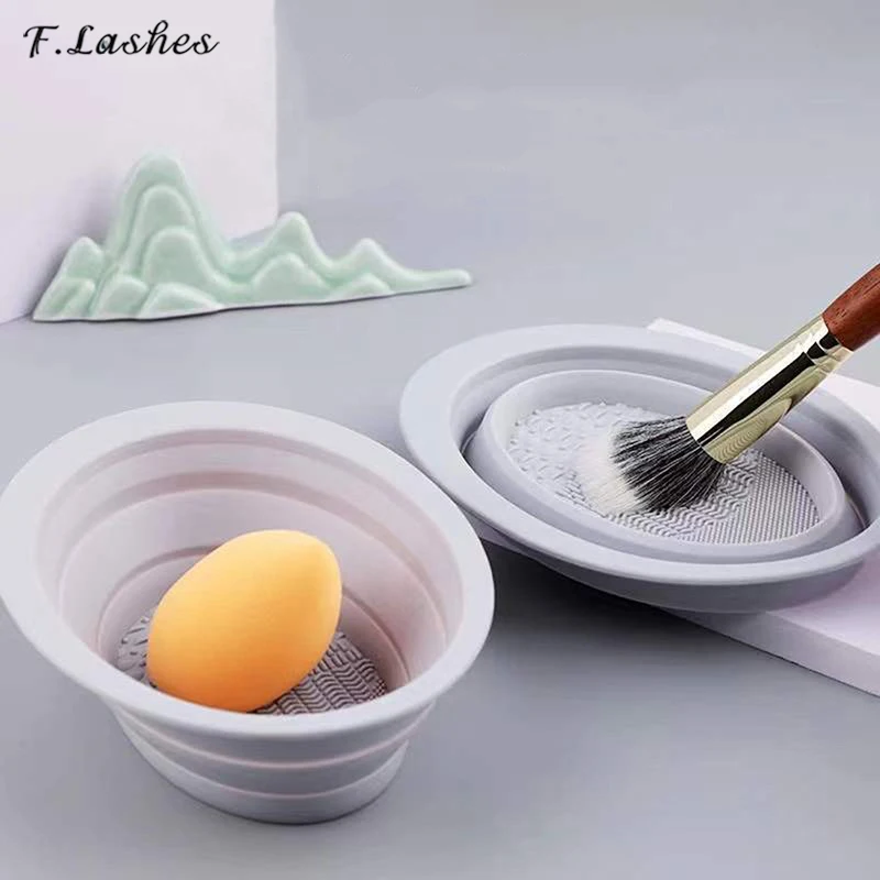 Silicone Makeup Brush Cleaner Bowl Foldable Brush Cleaning Mat Cosmetic