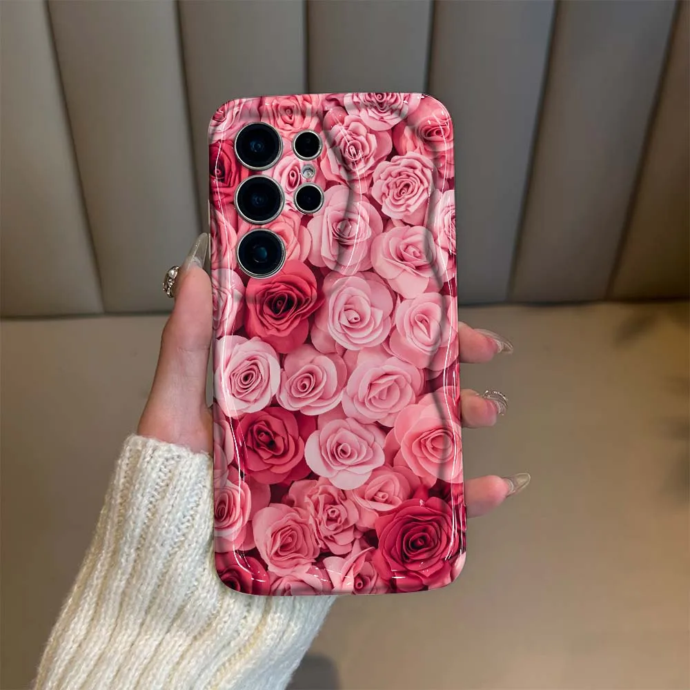 Elegant Pink Rose Wave Oil Phone Case Cover by Feilin