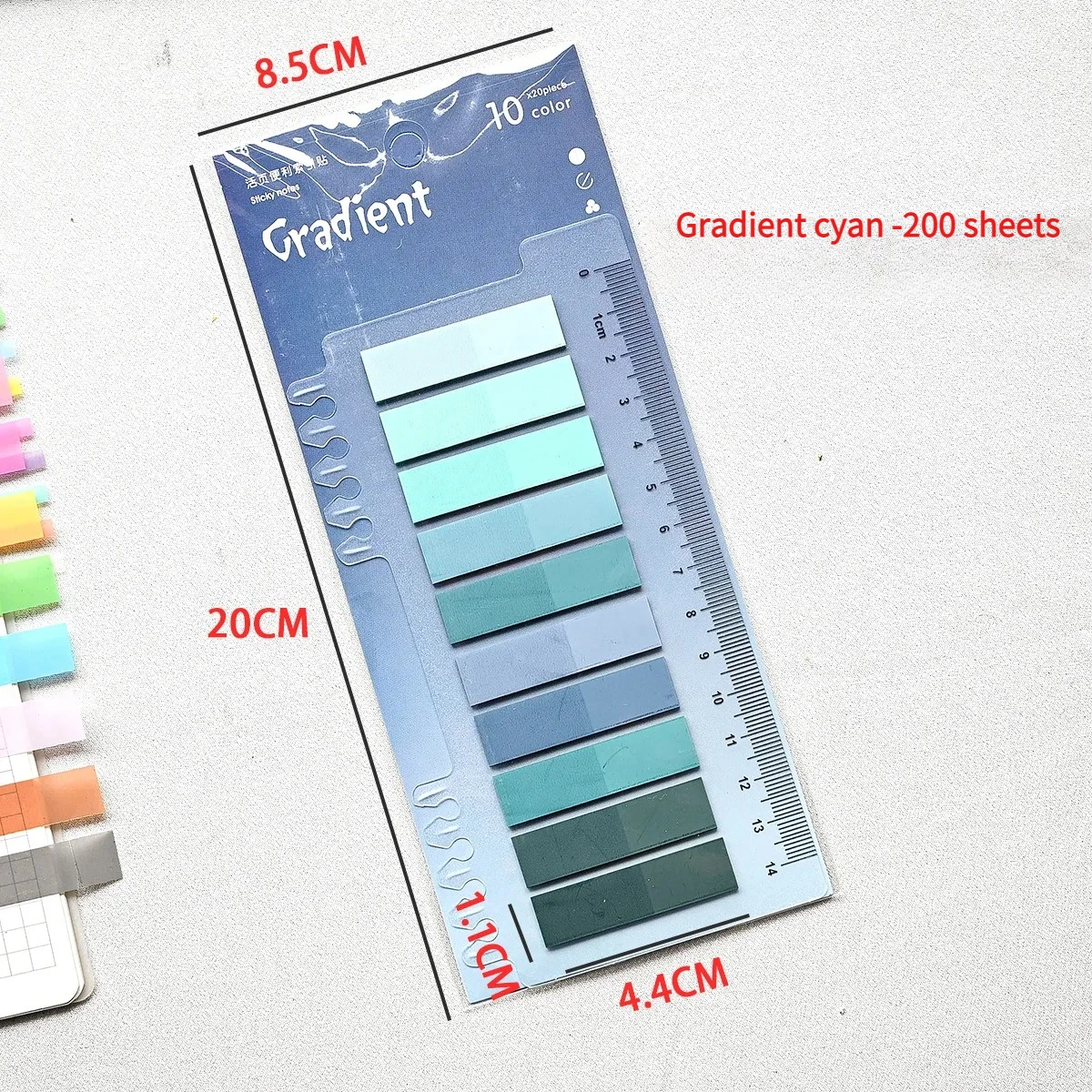 Colorful Transparent Index Memo Pads - Self-Adhesive Sticky Notes for Office & School Use (200 Sheets)