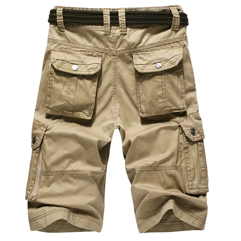 Multi-Pocket Pants Casual Deep Pocket Five Pants Summer Beach Shorts Men's Loose shorts  (belt not included) Safari Style