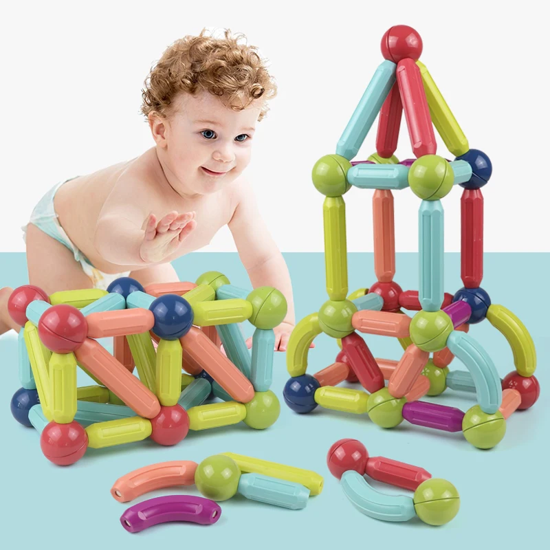 Magnetic Building Blocks for Kids DIY Rod Toys Designer Construction Toy Set Montessori Educational