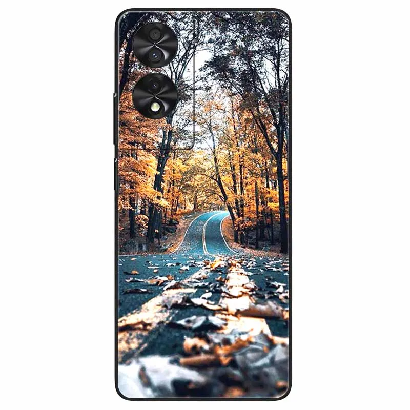 Marble Silicone TPU Phone Case - Soft Black Cover, 6.78''